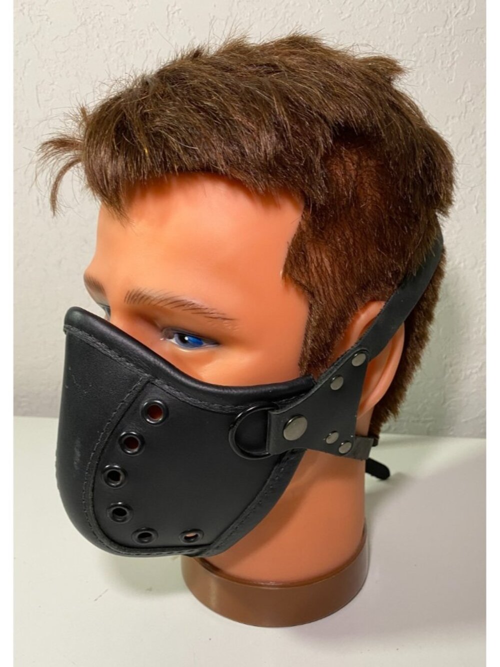 The Blonde Swan Black Leather Steampunk Mask w Adjustable Leather Straps & Snaps